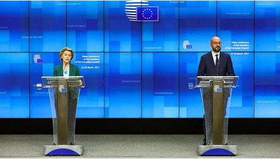  Ursula von der Leyen et Charles Michel, ici le 25 mars 2021 à Bruxelles. Aris OIkonomou AFP/Archivos 