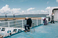 A bord du ferry "Méditerranée" de la Corsica linea qui héberge des réfugiés ukrainiens, le 5 mai 2022, à Marseille. SANDRA MEHL POUR « LE MONDE »