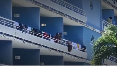 Les migrants secourus sont logés dans un hôtel en Guadeloupe. Capture d'écran de France Info