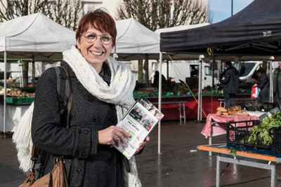 The leader of the "Besancon par Nature" election list for the upcoming Besancon mayoral elections, Anne Vignot, poses at a local market in Besancon, eastern France, on February 19, 2020. (Photo by SEBASTIEN BOZON / AFP)