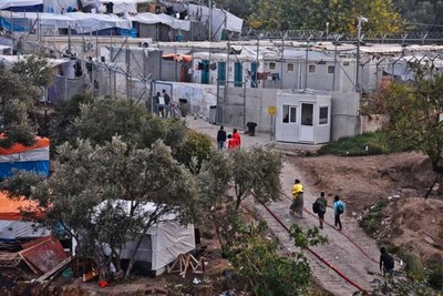 Un camp de migrants sur l’île grecque de Samos, le 15 octobre. Michael Svarnias / AP