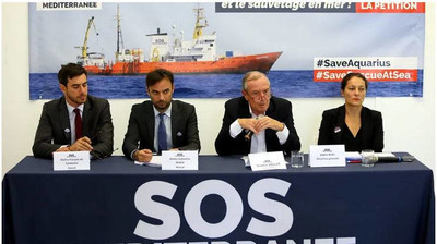 SOS Méditerranée, lors d'une conférence de presse en octobre 2018 à Marseille © Maxppp - Valérie Vrel