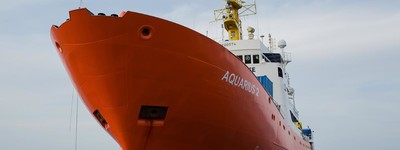 Le navire "Aquarius", géré par l'association SOS Mediterranée. (MAUD VEITH / SOS MEDITERRANEE)