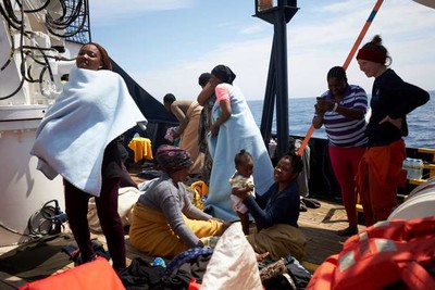 Les 64 migrants ont été secourus à bord de l’« Alan-Kurdi » le 3 avril. FABIAN HEINZ / AP